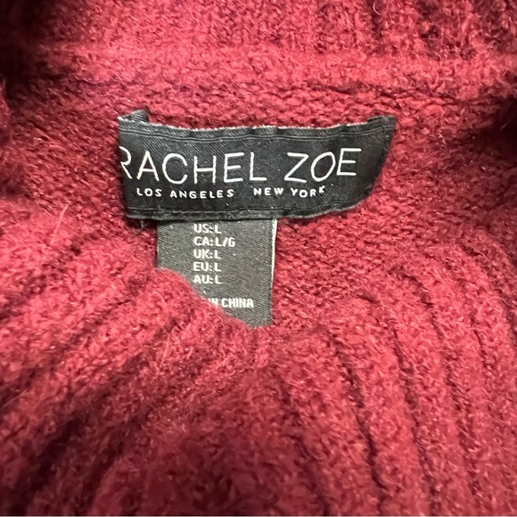 Rachel Zoe burgandy Merino Wool Blend Cowl Neck Sweater SZ LG - Picture 3 of 4